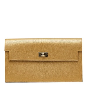 エルメス ケリー ポケットロング 長財布 H086437CPY9 ゴールド シェーブルシャムキライト レディース HERMES 【中古】
