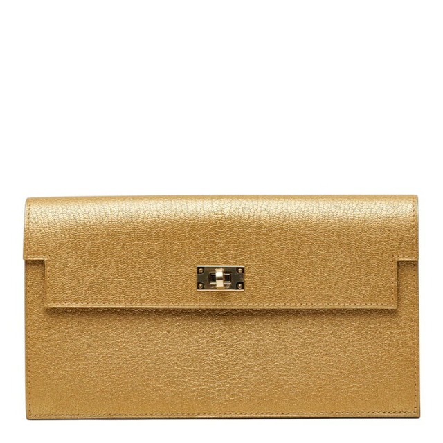 エルメス ケリー ポケットロング 長財布 H086437CPY9 ゴールド シェーブルシャムキライト レディース HERMES 【中古】