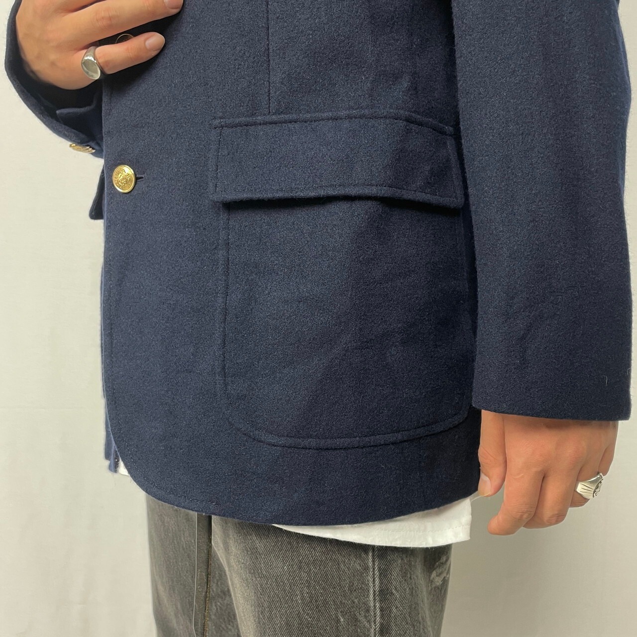 80年代 USA製 CROSS&WINDSOR 金ボタン メルトン テーラードジャケット 