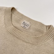 PAPAS パパス ロゴ刺繍 コットン&リネン ニット セーター サイズ L /メンズ/アイボリーベージュ系