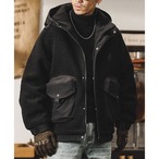 Patch Pocket Long Sleeve Full Zip Boa Jacket ◇2color H0926