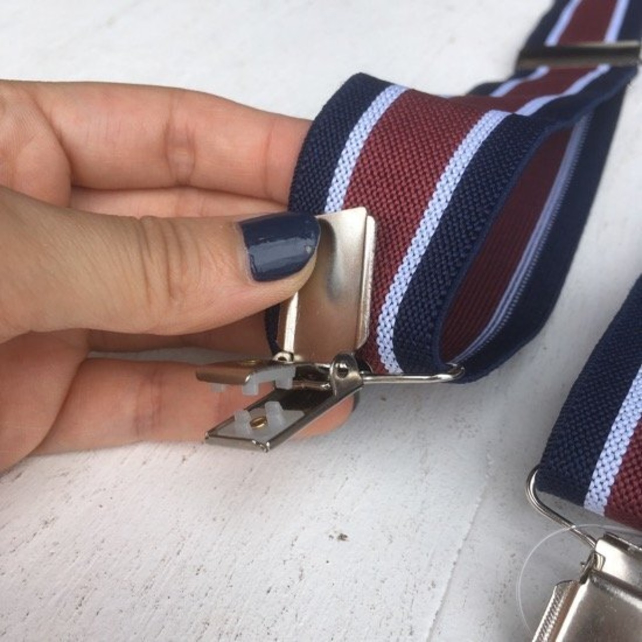 TOPANGA ACCESSORIES　クリップサスペンダー　ネイビーストライプ