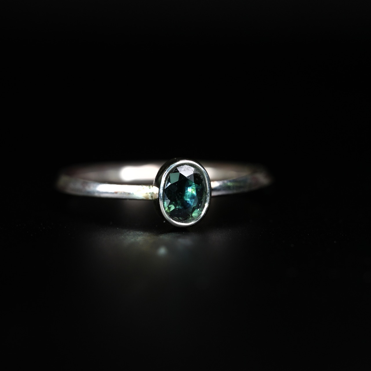 【１点もの】四分一銀リング #13 サファイア