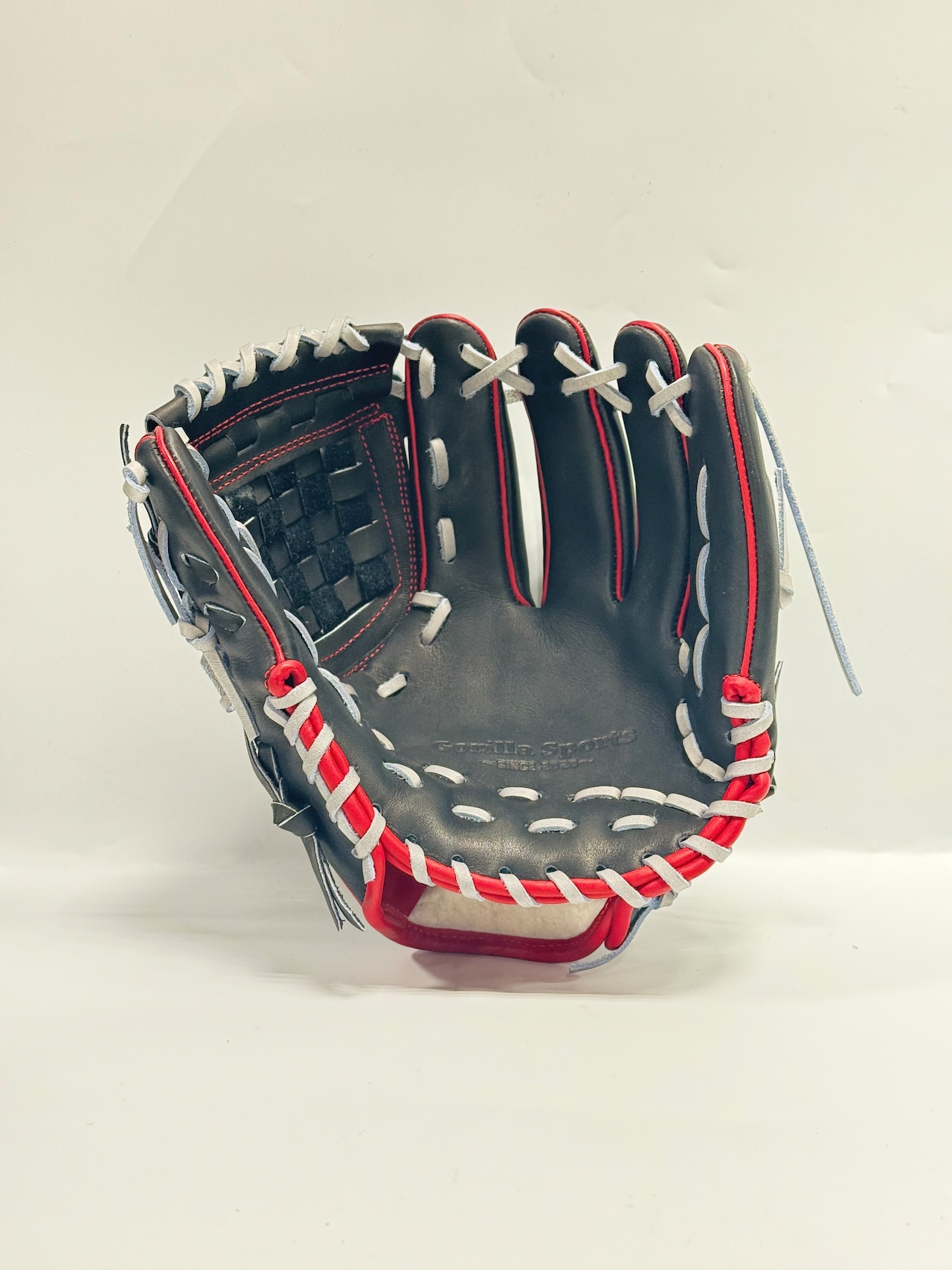 GSーゴリラスポーツ 軟式仕様スタンダードモデル 軟式グローブ 右投げ用 当て挟み型 5mm大 ゴリラブラック/レッド×グレー ウェブGSー8(ジョイントバスケット)・画像7