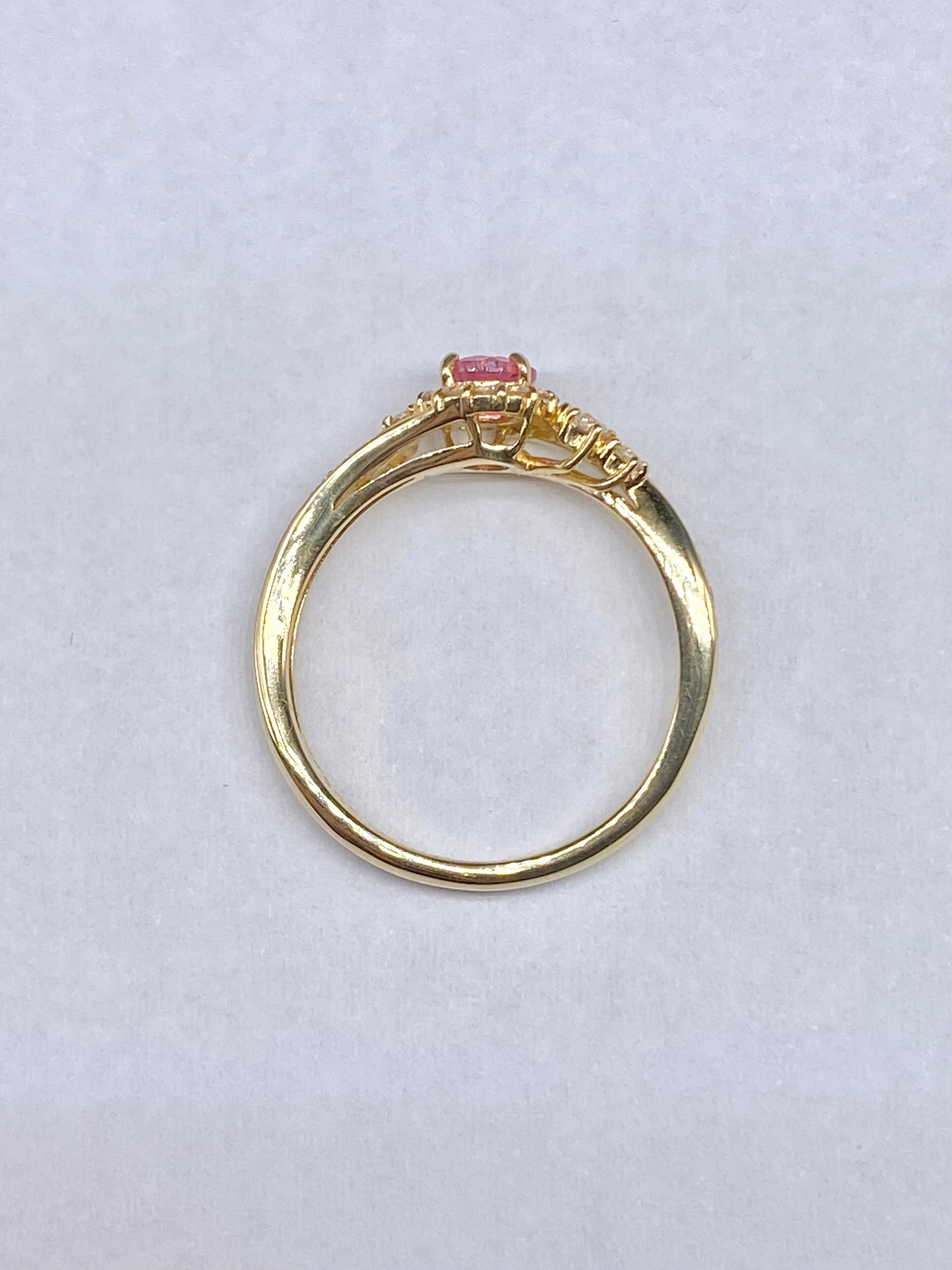 ピンクスピネル 0.29ct / ダイヤモンド 計0.26ct K18 リング 12号