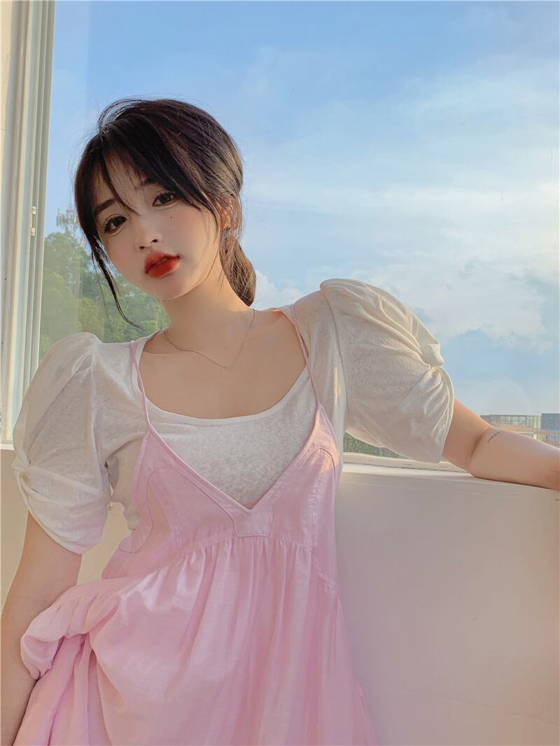 ドレス スカート サマー ピンク 大人ガーリー スウィート キュート カジュアル ふわふわ 夏物 ブラックストロベリース80651958748