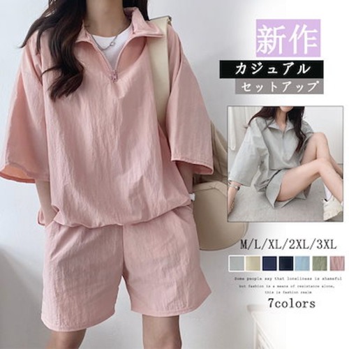 2024 新作 カジュアル シンプル 二点セット ワイドパンツ Tシャツセット ショットパンツ レディース セットアップ涼しく楽ちんセットアップ 大きめサイズ スウエットセットアップ7