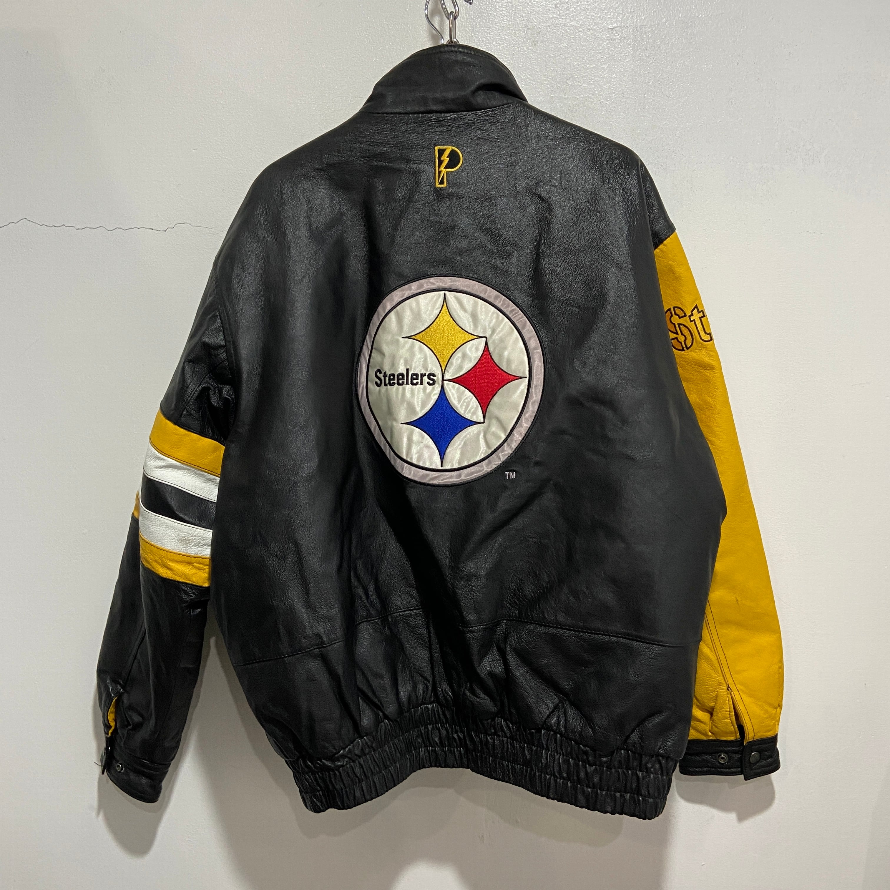 SPECIAL 90s NFL steelers  LEATHER JACKET