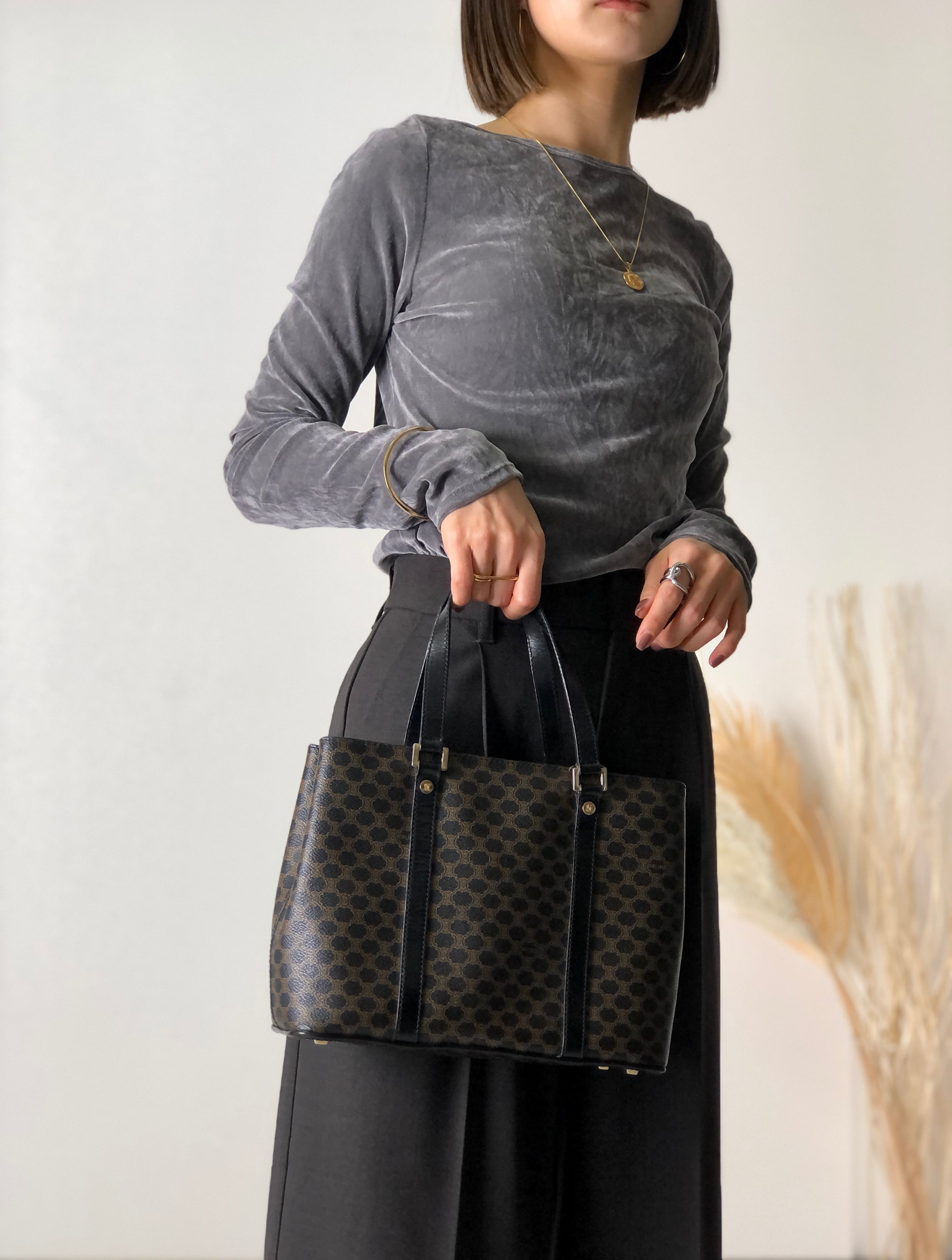 日本直送 名牌中古包 】CELINE セリーヌ マカダム ブラゾン レザー