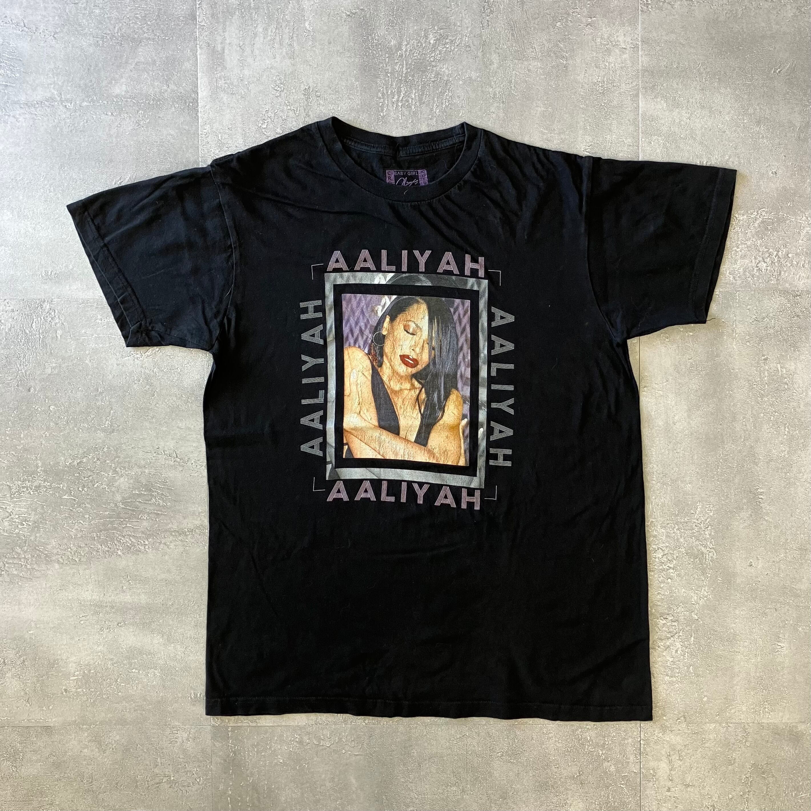 AALIYAH 00s 音楽Tee ブラック プリント M No.1958