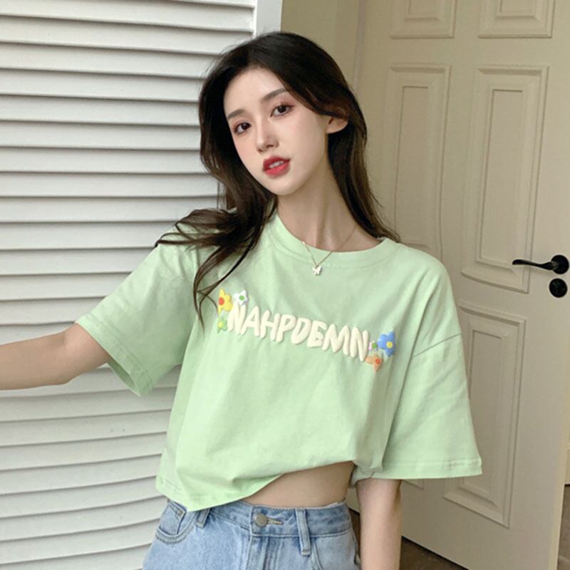 トップス サマールーズショートプリント柄Tシャツ レディース 大人ガーリー スウィート キュート カジュアル 夏物 YY-ファッション43509343763