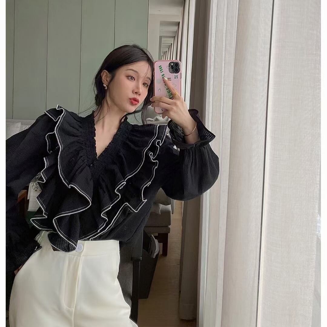 フリル　Vネックブラウス　AJ1079-6026