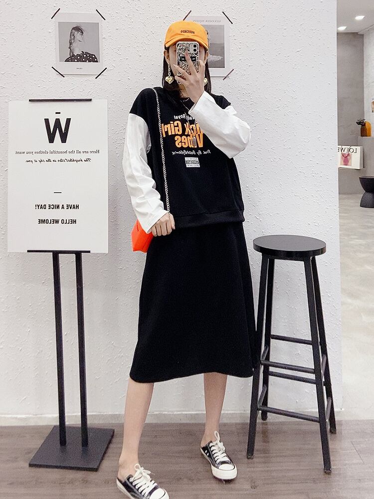 セーター レディーススプリングラウンドネックルーズスカート 大きめサイズ 春物 Oネック ヨーロピアン ミックスインファッション27536228567