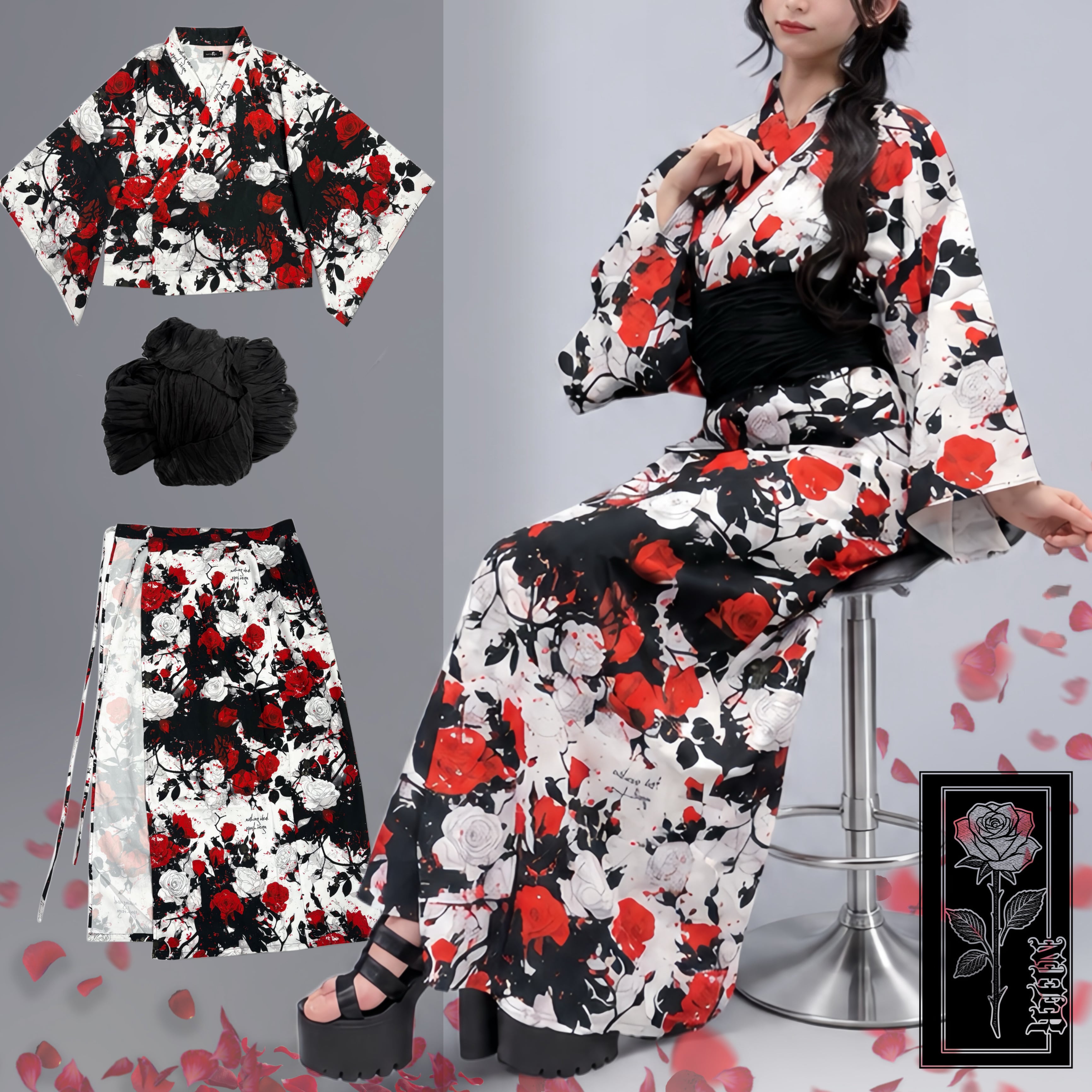 赤薔薇浴衣3点セット(unisex) | NIER CLOTHING