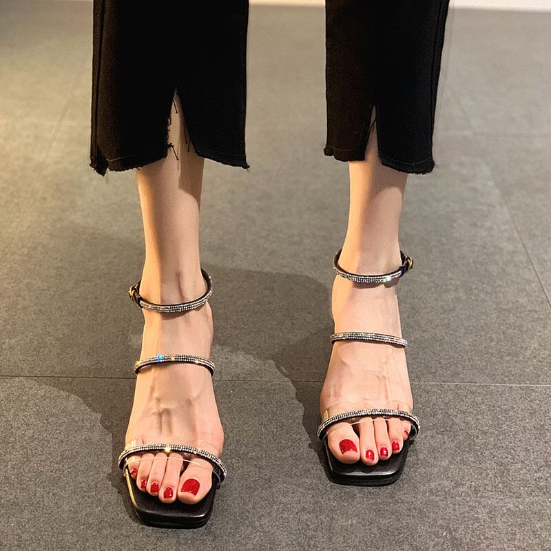 サンダルサマースタイルラインストーンクリスタル 靴 シューズ 夏物 フェイクシューズ84479471422