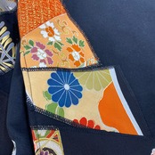 【hoodi58】 Remake Hoodie black × kimono