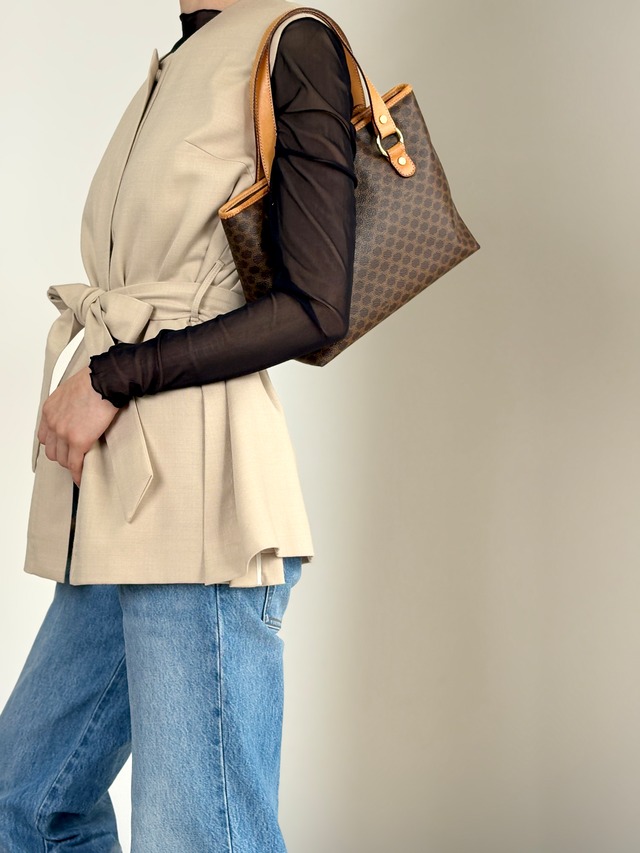 CELINE セリーヌ マカダム ハンドバッグ ブラウン PVC トートバッグ vintage ヴィンテージ オールド v7jdmm