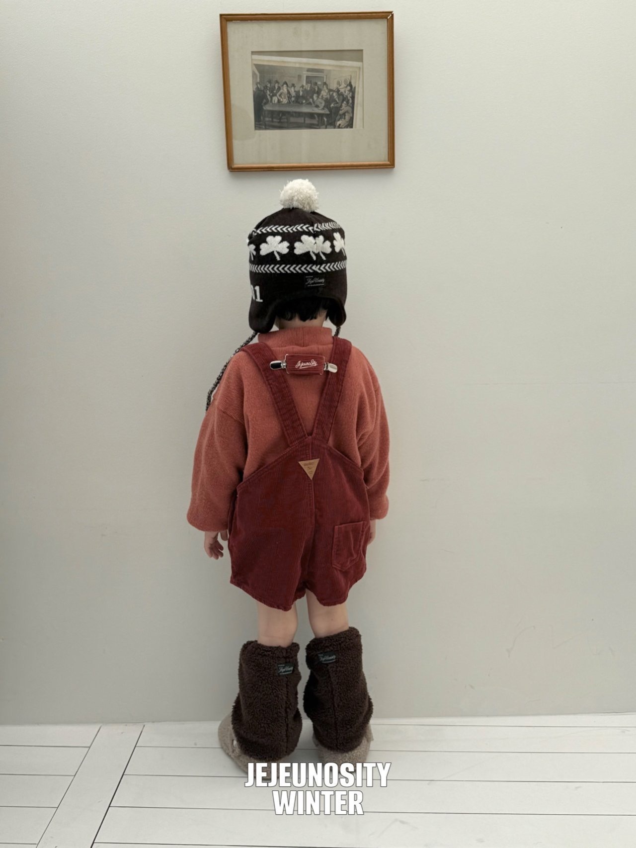 【即納】【JEJEUNOSITY】コーデュロイショートオーバーオール ワイン　80〜120cm 2025 WINTER 韓国子供服 - 2