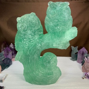 大☆可愛いグリーンフローライト・ふくろう