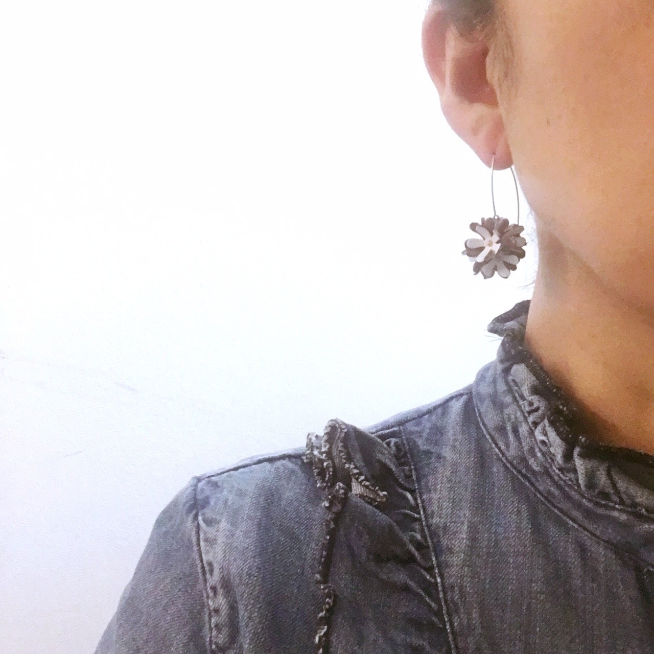 【アウトレット3D立体レザーフラワー】スターフラワー(ピン付きタイプ）オリーブ6個セット - 9