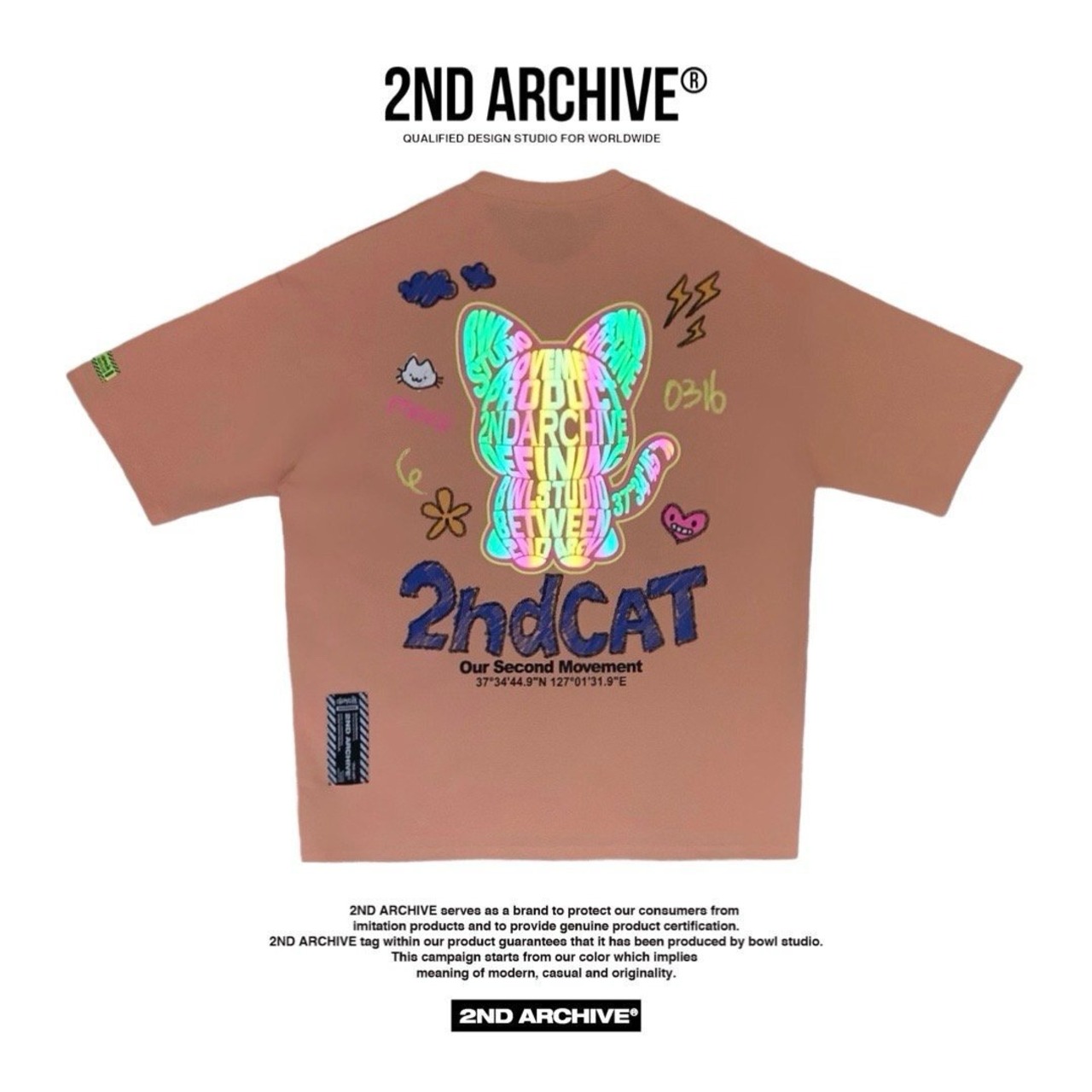 2ND007 2NDARCHIVE Tシャツ 韓国ファッション オーバーサイズ ユニセックス