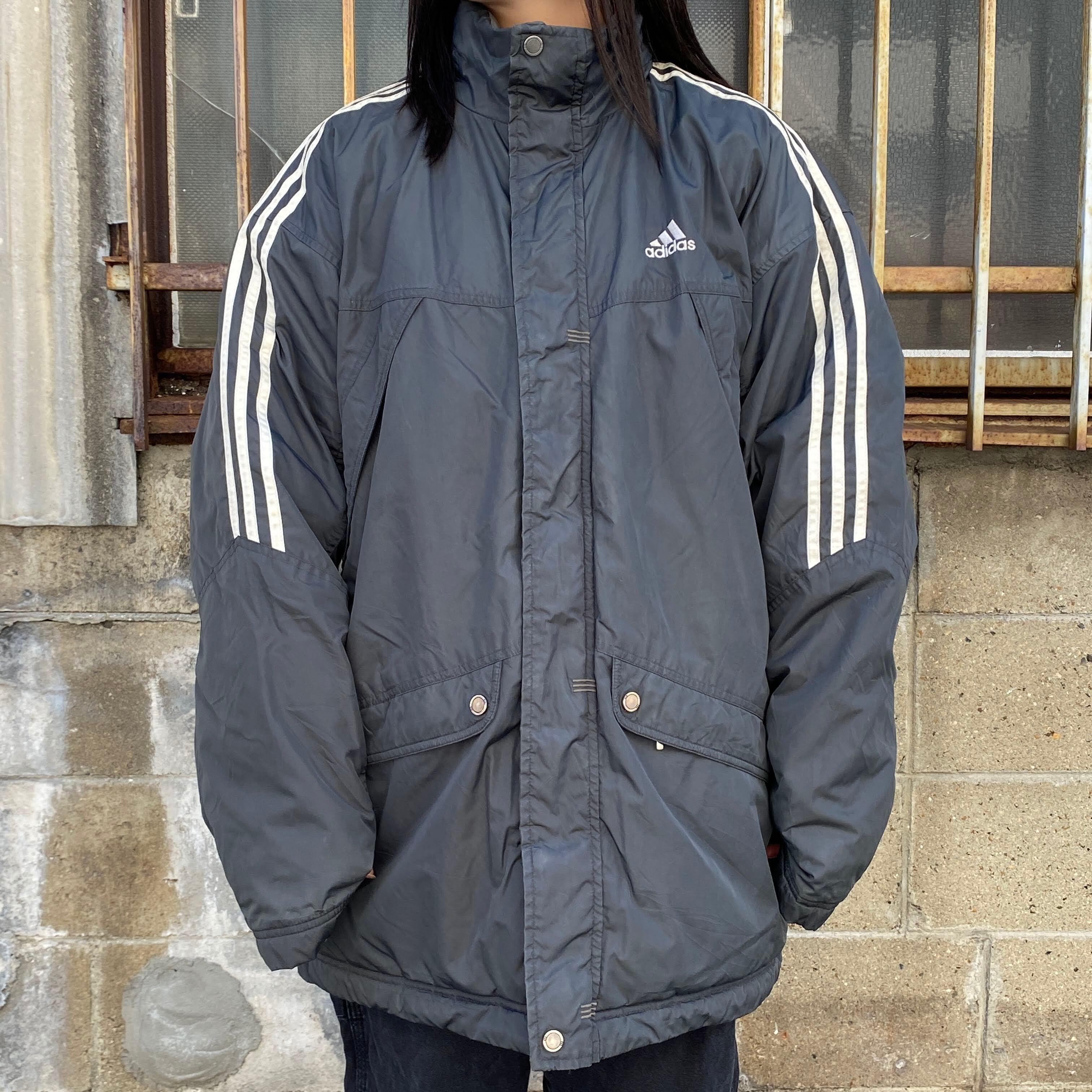 00年代 adidas アディダス フリースライナー 中綿 ナイロンジャケット パフジャケット メンズL 古着 00s ヴィンテージ ビンテージ  パフォーマンスロゴ刺繍 3ライン グレー【ナイロンジャケット】【SS2401-30】 | cave 古着屋【公式】古着通販サイト