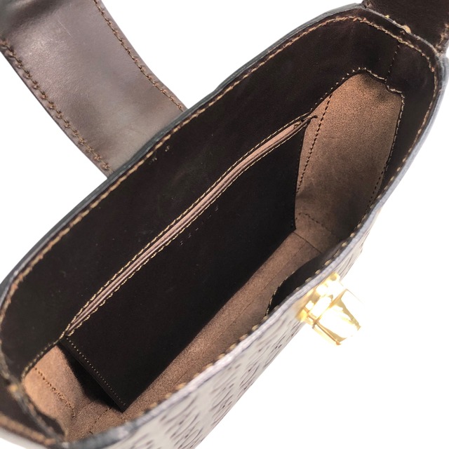 CELINE セリーヌ Cマカダム ハンドバッグ ブラウン ターンロック レザー ミニバッグ vintage ヴィンテージ オールド 2h8bw4