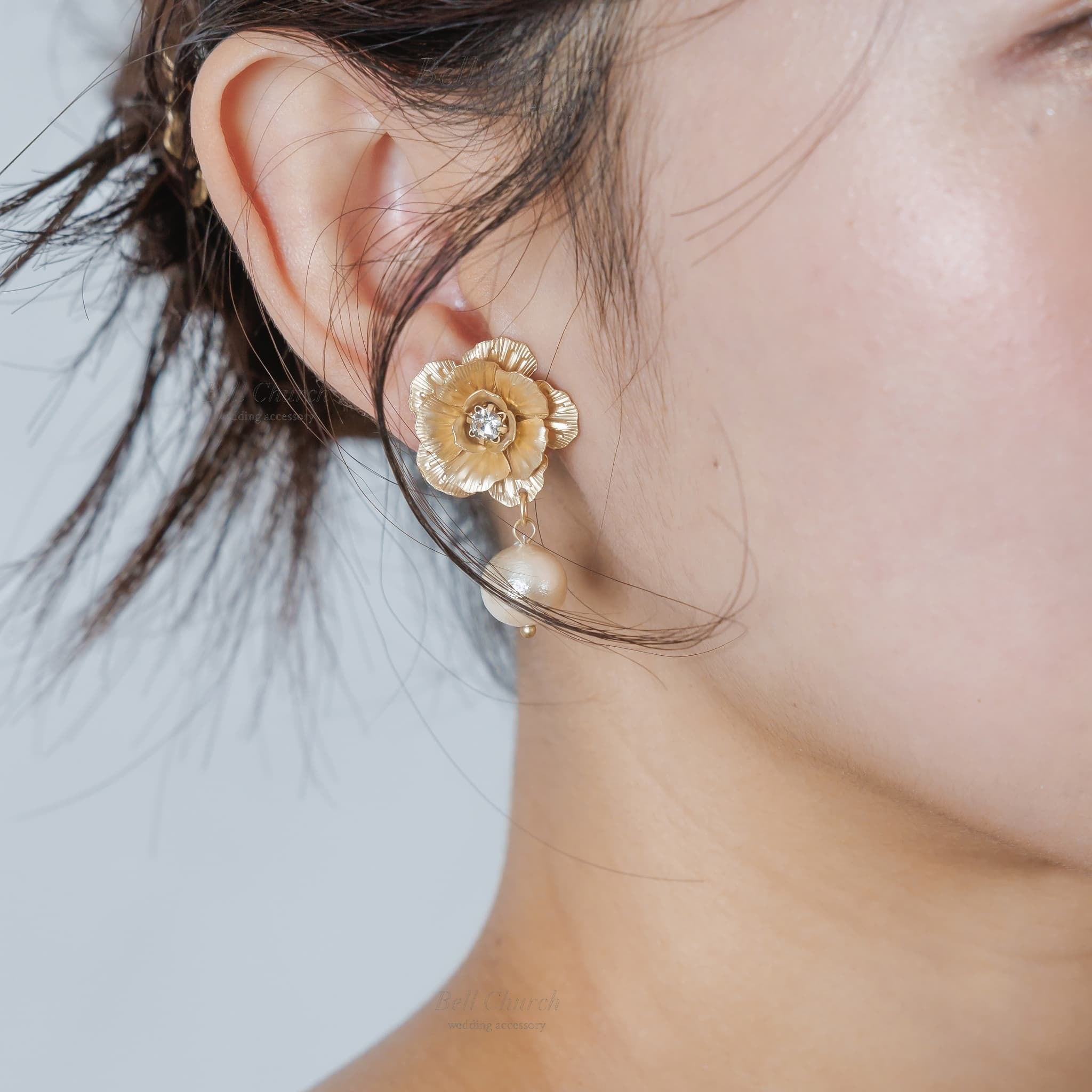 ウエディング ピアス イヤリング｜ニッケルフリー ストーン メタル