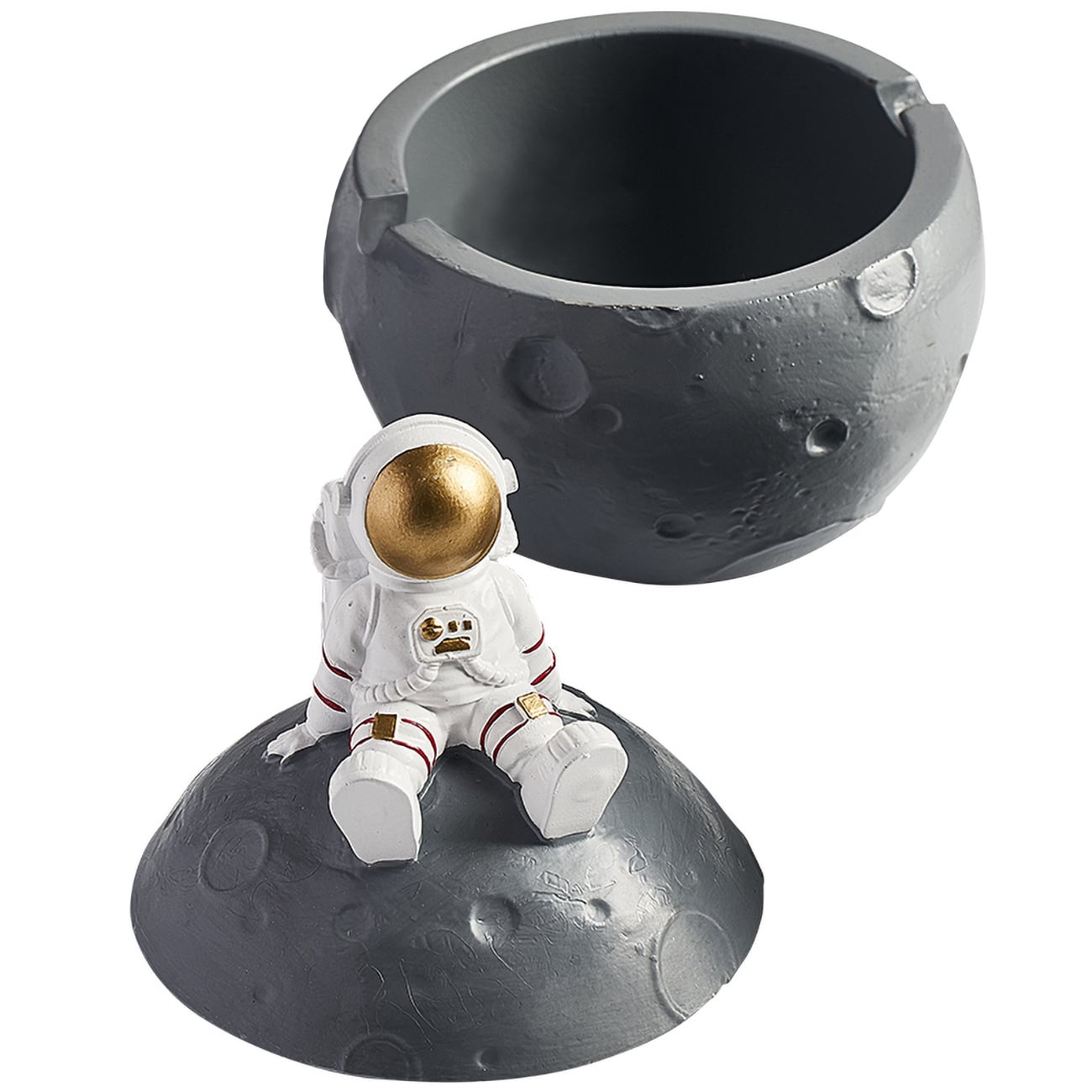 月ロケットと宇宙飛行士の置物　金属製　作家もの ものおきロケット うちゅうのたび 月ロケットと宇宙飛行士の置物