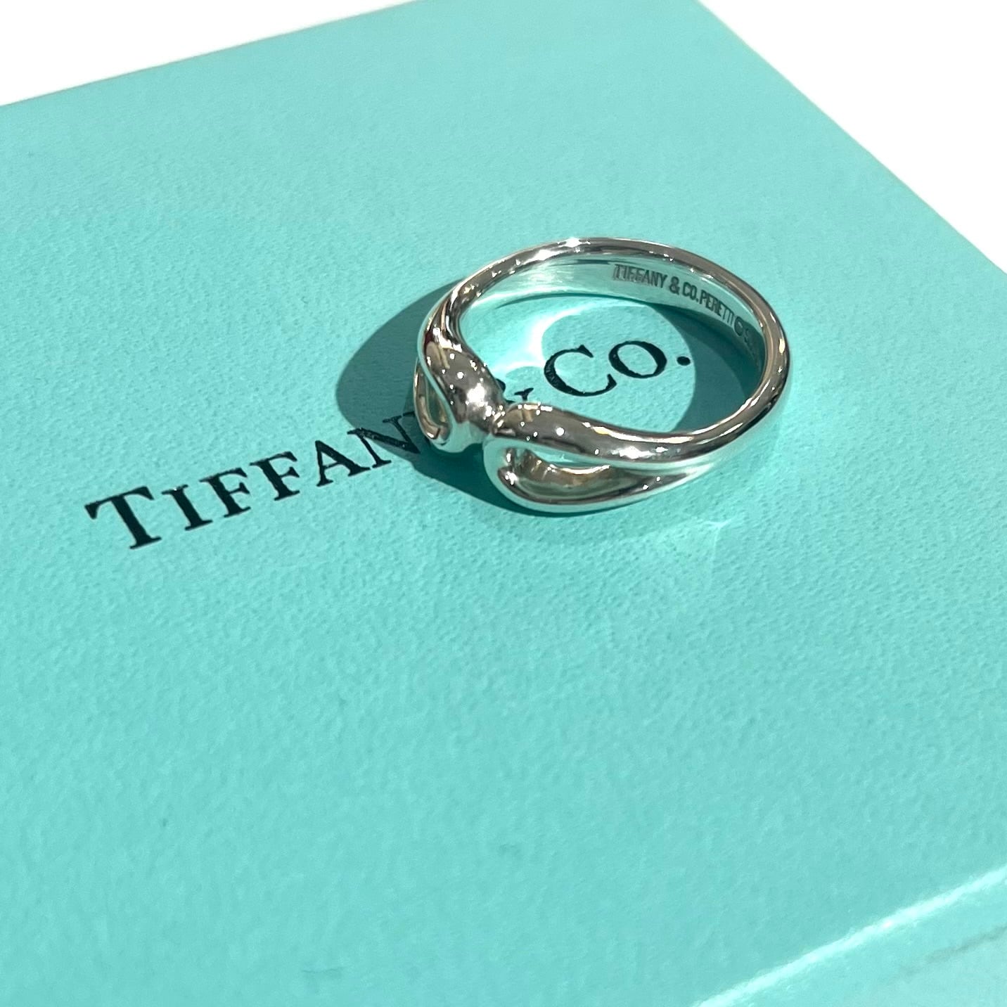 TIFFANY&CO】2074ダブルオープンティアドロップ モチーフ リング 9号