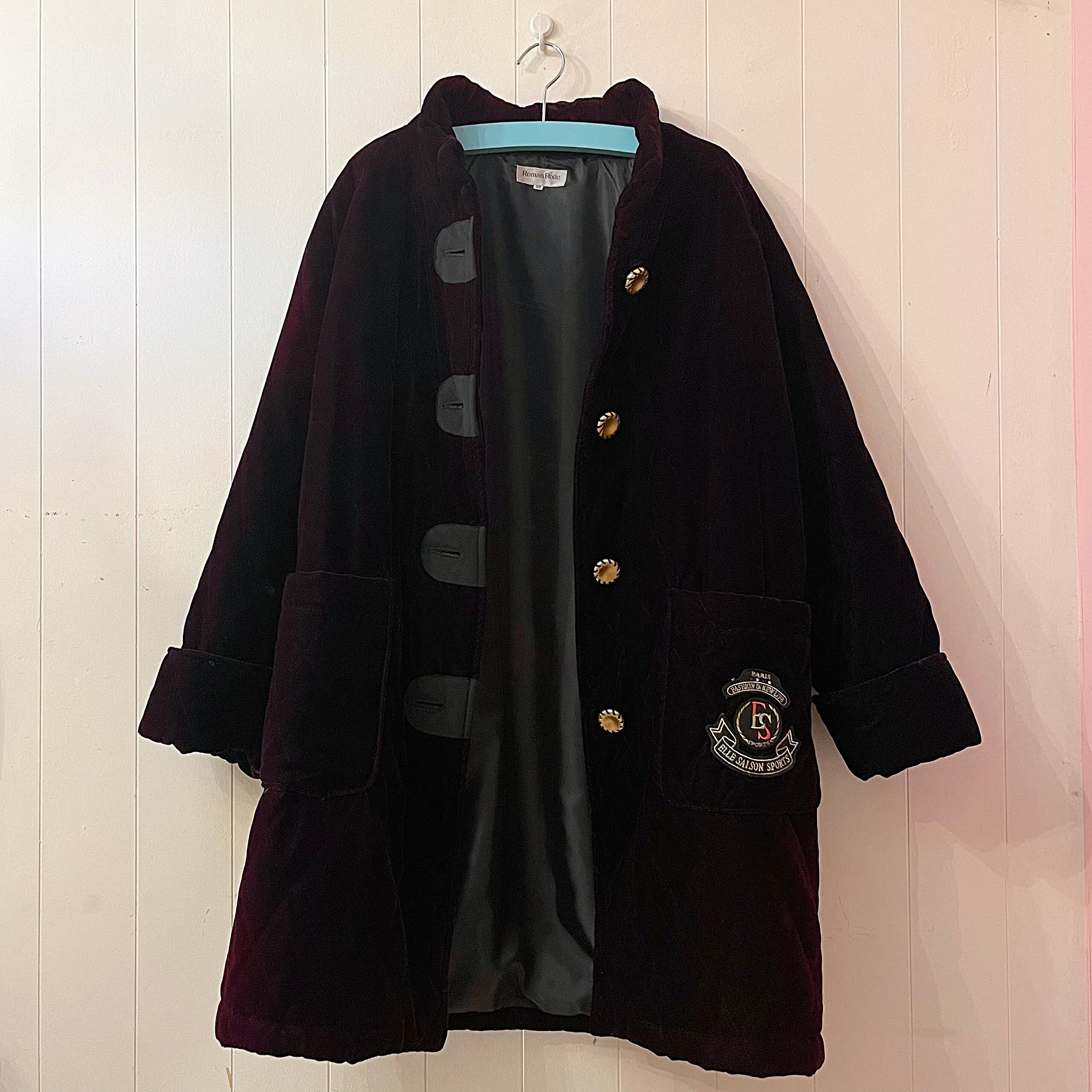 gold button velours quilting coat