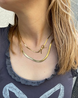 【Erin&Emma】ribbon charm necklace <gold>