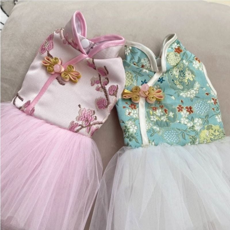 チュチュスカートのチャイナドレス 犬服 00416