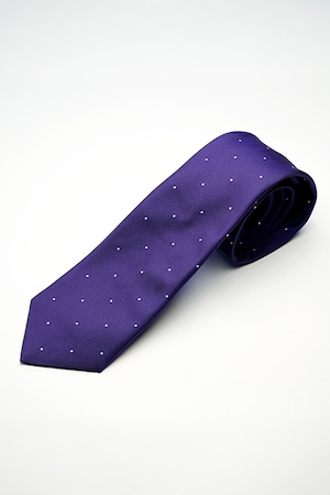 《VANNERS & mastard TIES 別注》ドット（小） ネクタイ〈パープル×ホワイト〉