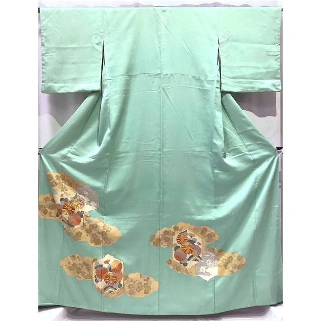 着物・色留袖・五つ紋・花・緑系地・No.200701-1567・梱包サイズ60