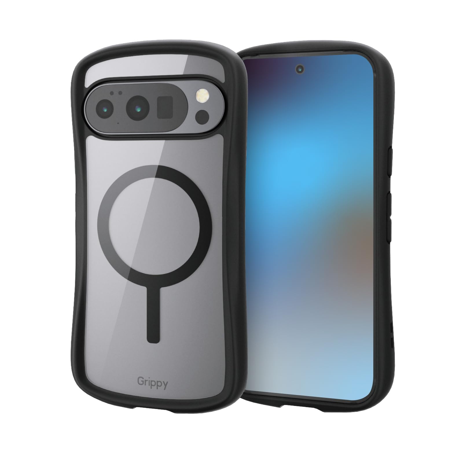 エレコム Google Pixel 10/Pixel 10 Pro ケース カバー クリア 耐衝撃 衝撃吸収 ハイブリッド TPU Grippy 手に馴染む グリップ感 カメラ保護 ワイヤレス充電対応 ストラップホールシート付き ブラック PM-P252GRPFMBK