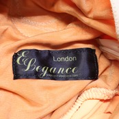 【美品 社交ダンス衣装】オレンジ ELegance London ラテン ドレス ワンピース ラインストーン チョーカー 装飾 デモ 競技用 柄
