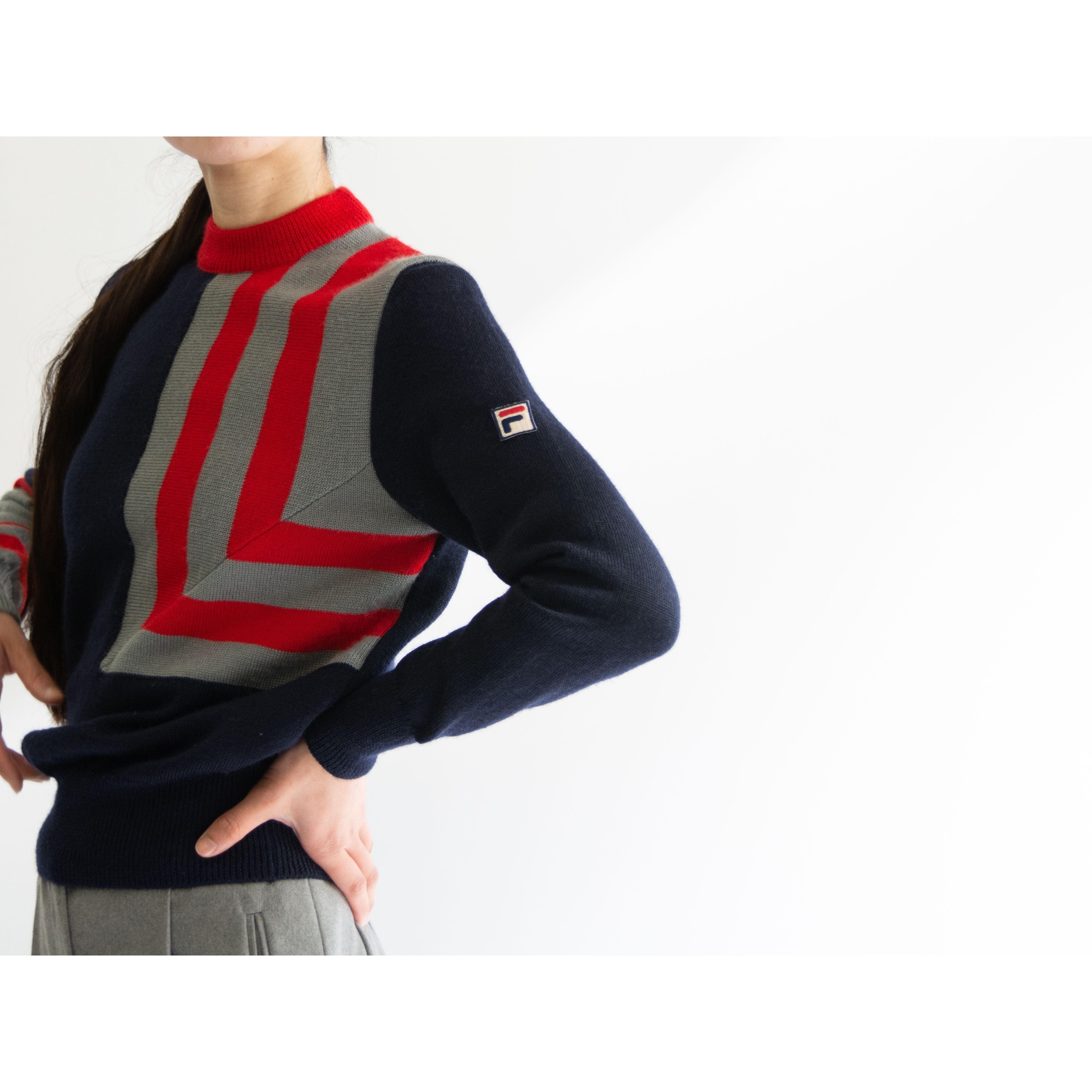 FILA】Made in Italy 70-80's 100% Wool Pullover Sweater FILA】Made in Italy 70-80's 100% Wool Pullover Sweater