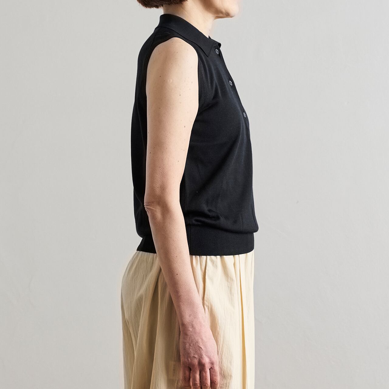 SLOANE スローン 18G天竺シルク ノースリーブポロ SL9S-829