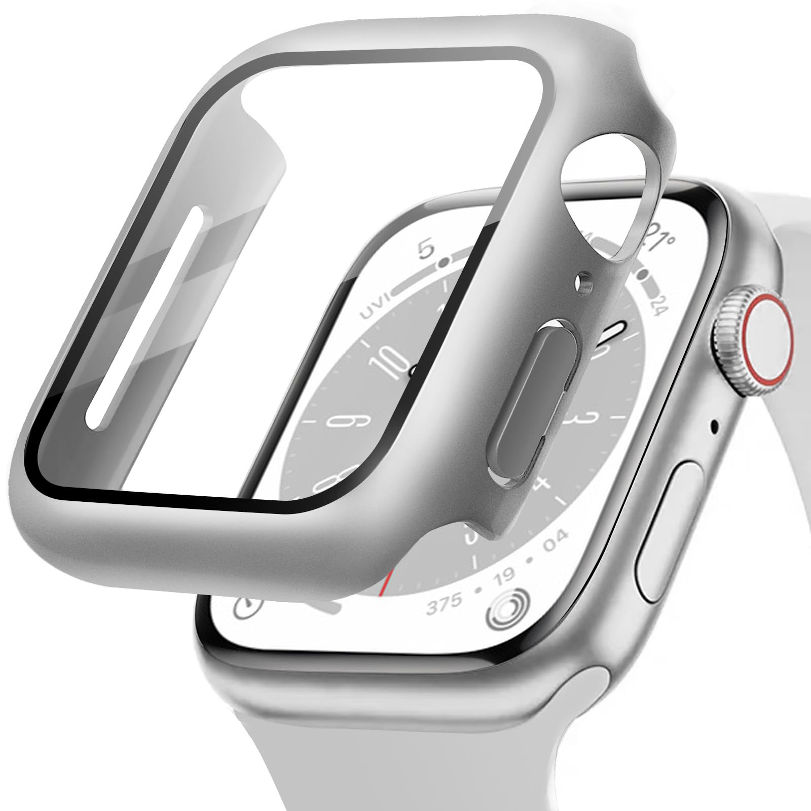 【数量限り】POLINK for Apple Watch用 ケース Series 11/10/9/8/7/6/5/4/SE3/SE2/SE 41mm PC素材 強化ガラス アップルウォッチ 保護用カバー 超薄型 高耐久 耐衝撃 高透過率 指紋防止 for Apple Watch用 カバー 全面保護 シルバー