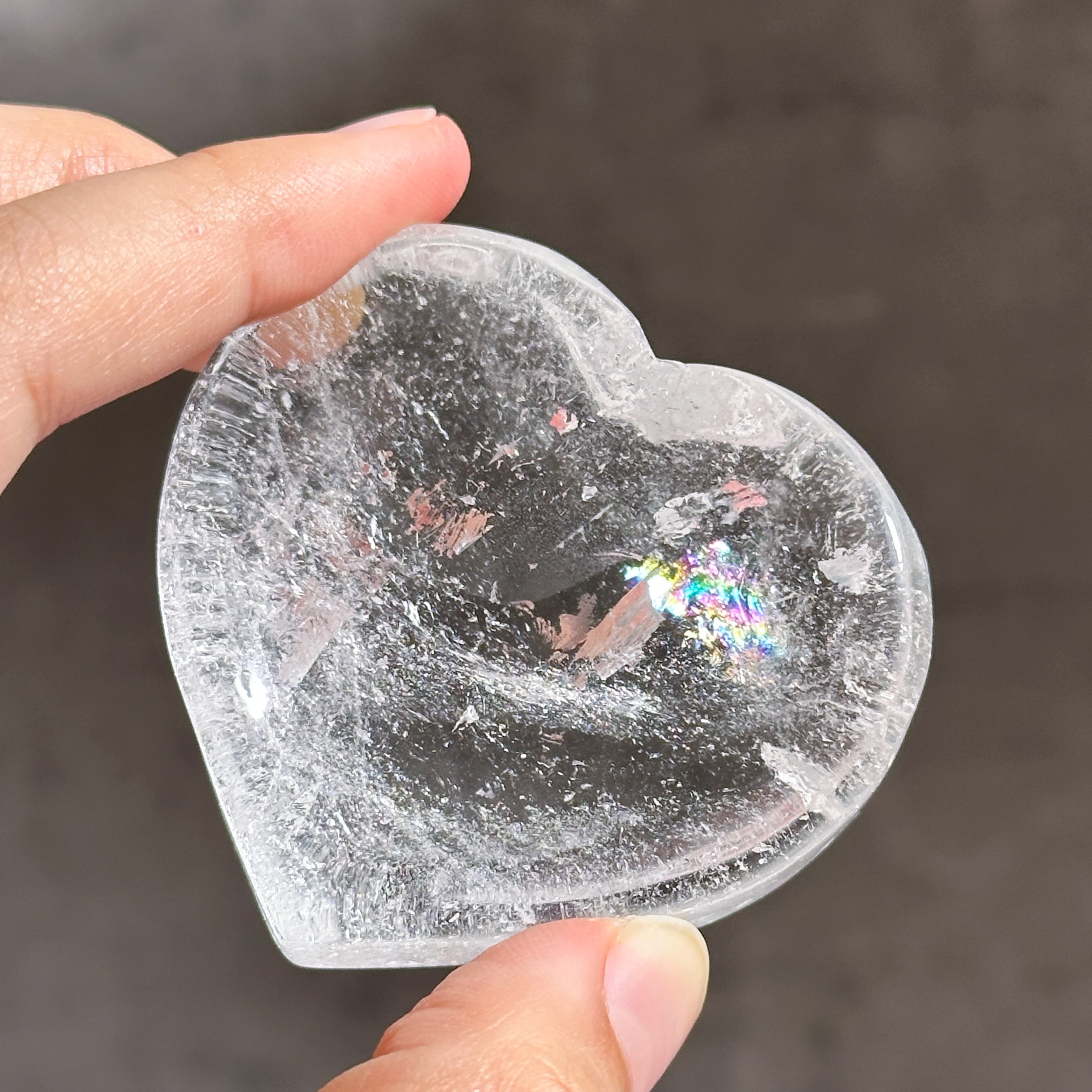 虹◎クリアクォーツハート型のうつわ 32◇ Clear Quartz ◇ 天然石