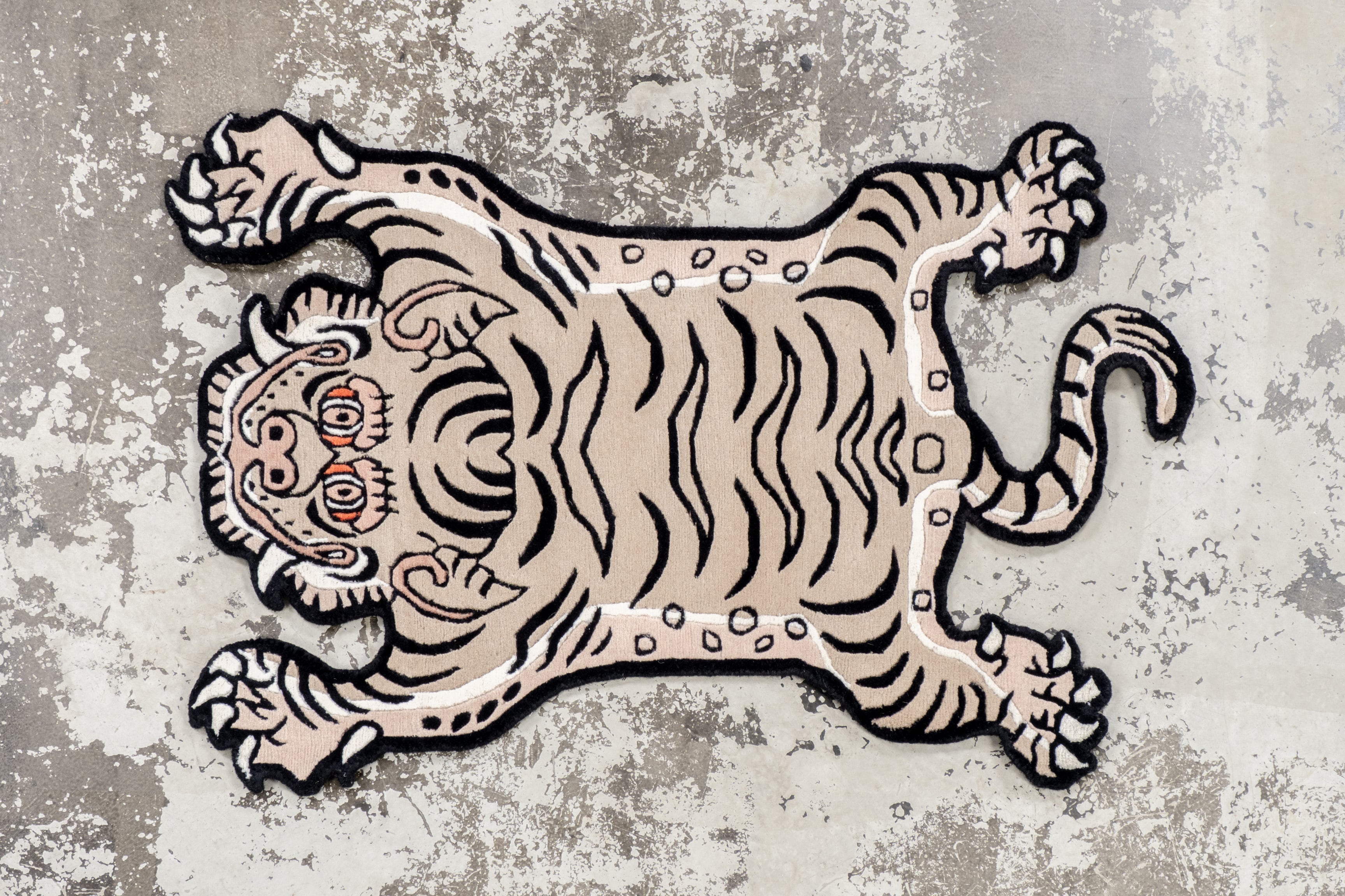 チベタンタイガーラグ　slowtiger Tibetan Tiger Rug 《Sサイズ•ウール・オリジナル2・ナチュラルサンド