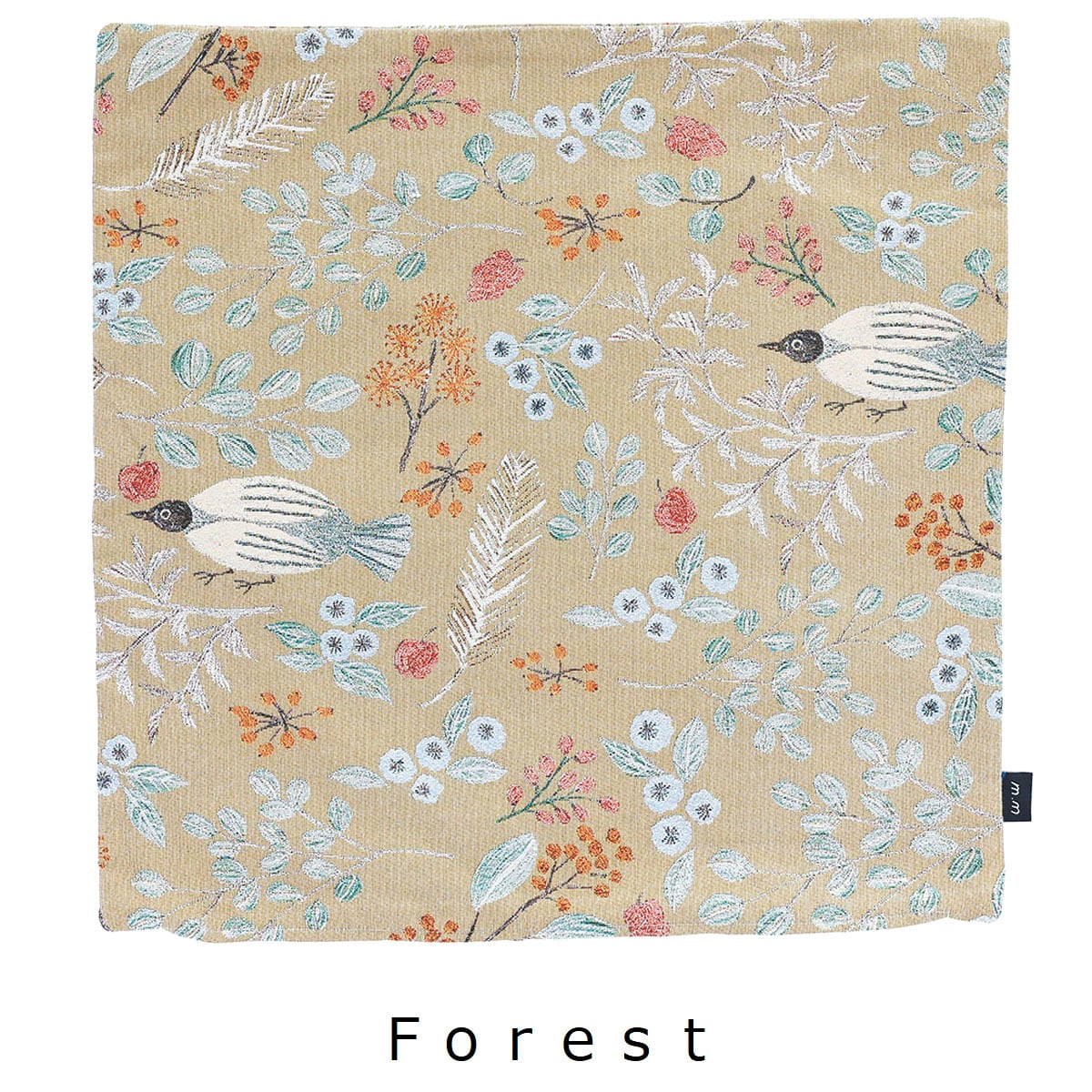 新品松尾ミユキクッションカバーフォレスト45×45cmバード鳥とり