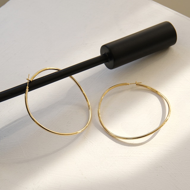 K18イエローゴールド グランウェーブ 直径70mm ビッグフープピアス【MKY0112P1】