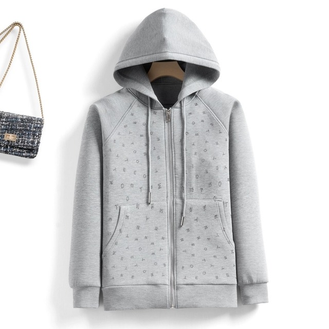 Crystal alphabet zip hoodie　M1780