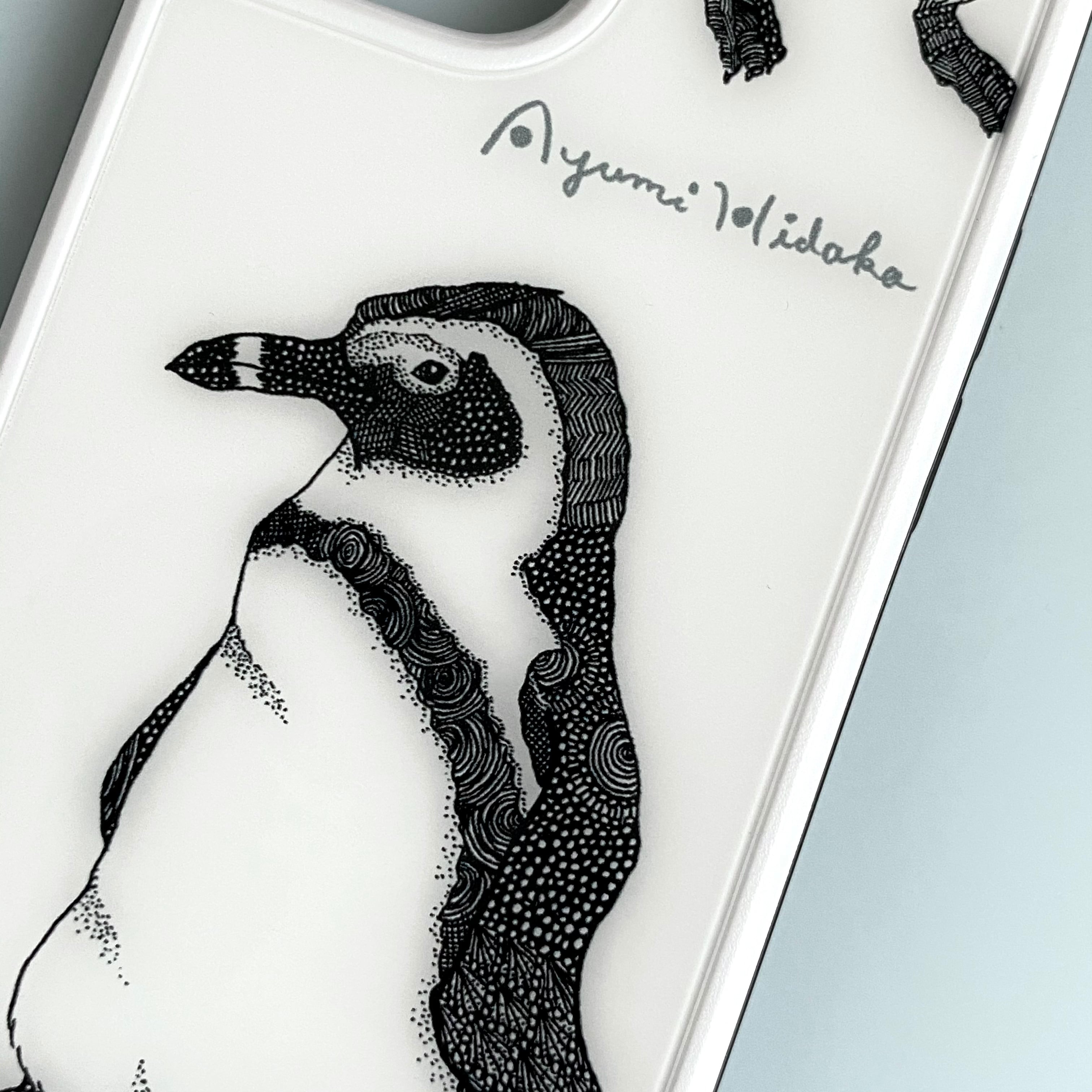 ペンギンのスマホケース【強化ガラスケース】 | 日高あゆみ / ペン画