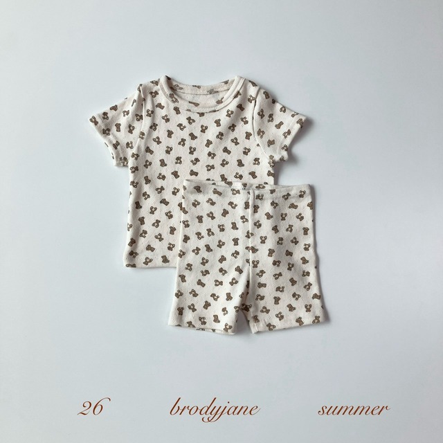 【取寄】brodyjane｜bear short-sleeve set｜ベア半袖上下セット｜S-M｜baby｜26 summer