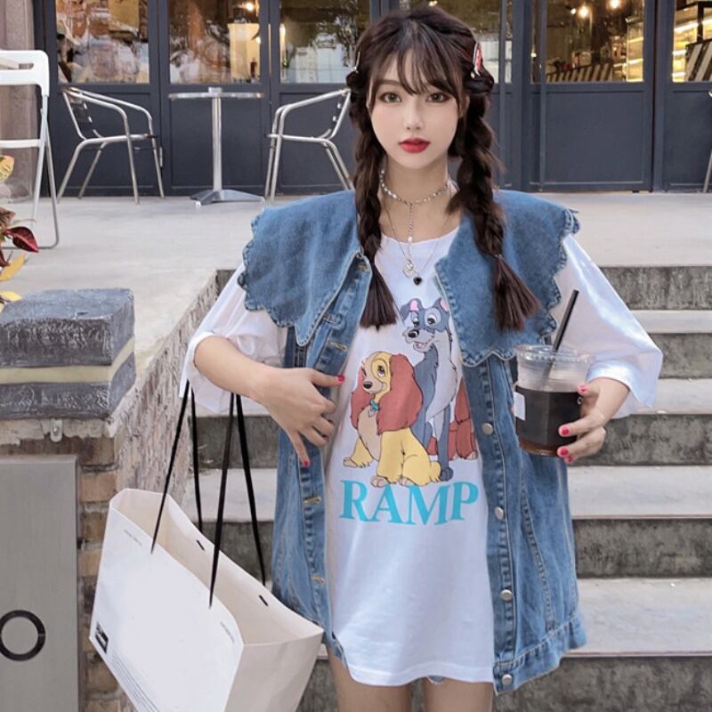 ルーズプリントシャツ サマーTシャツ 大きめサイズ 夏物 YY-ファッション26199716772