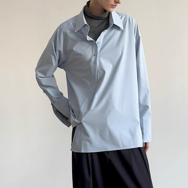 アシンメトリー ボタンフロント 長袖 シャツ 2color MTO0446