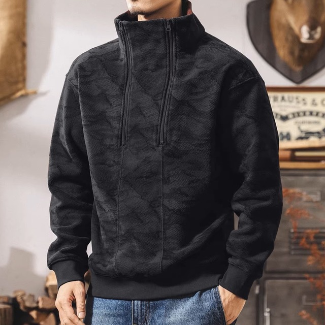 Double zip vintage velvet sweat ( 3color )